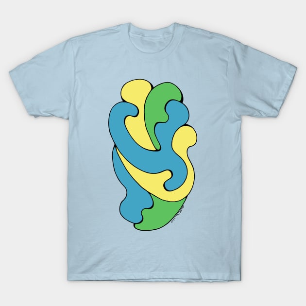 Embracing Curves (Yellow, Blue, Green) T-Shirt by AzureLionProductions